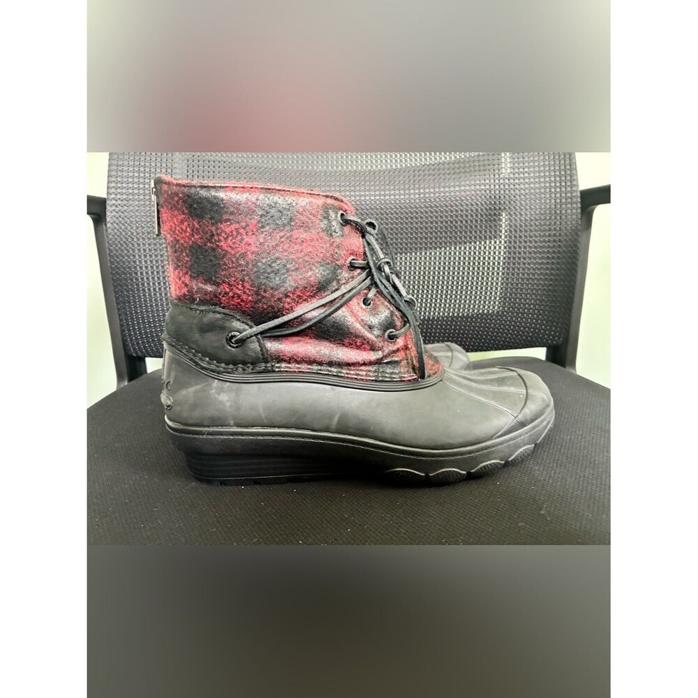 Sperry Top-Sider Saltwater Duck Rain Boots Women's Size 9 Red Black Plaid